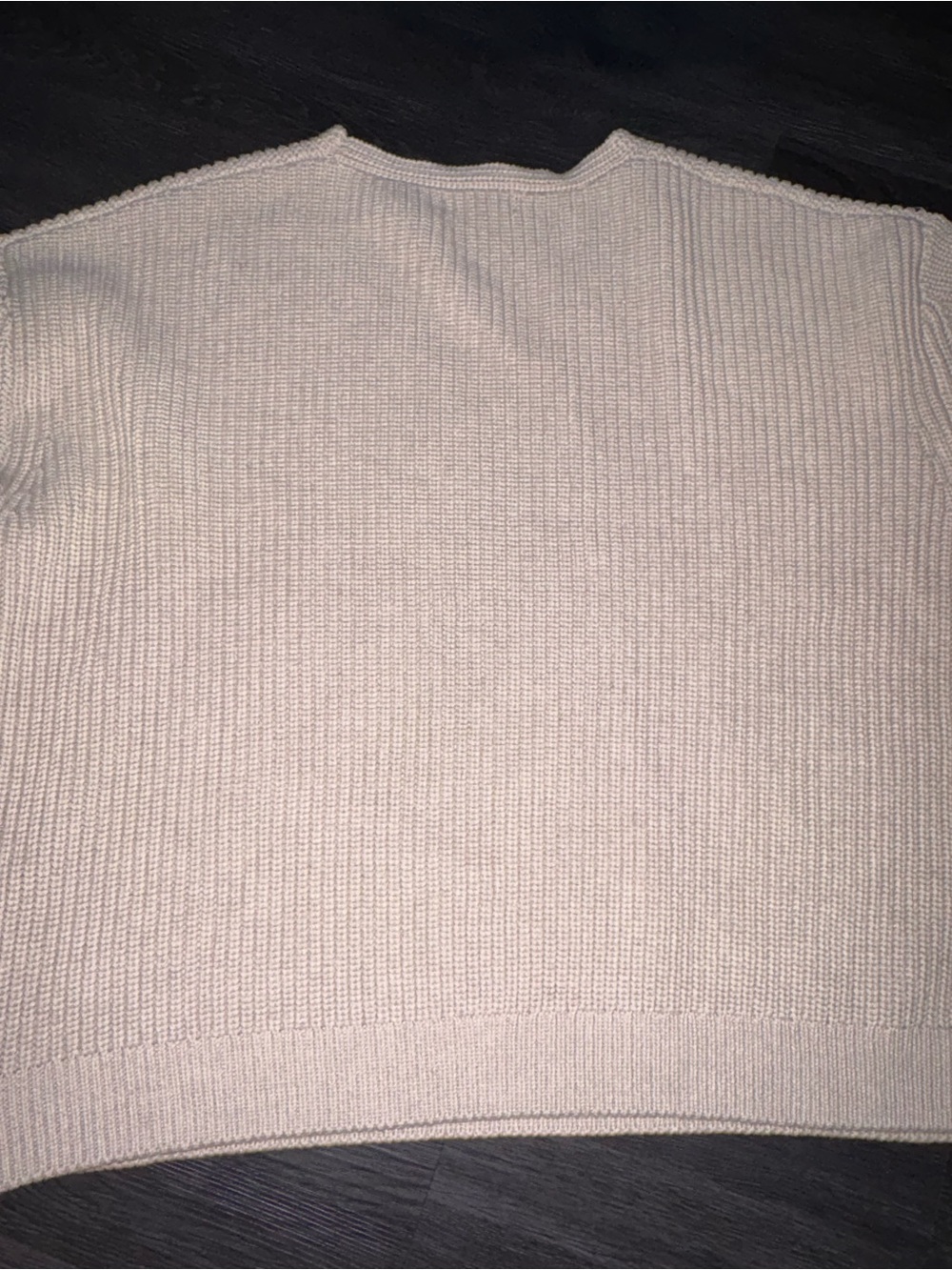 QUINCE Organic Cotton Fisherman Chunky Knit Cream V-Neck Ribbed Sweater Large - Picture 5 of 9